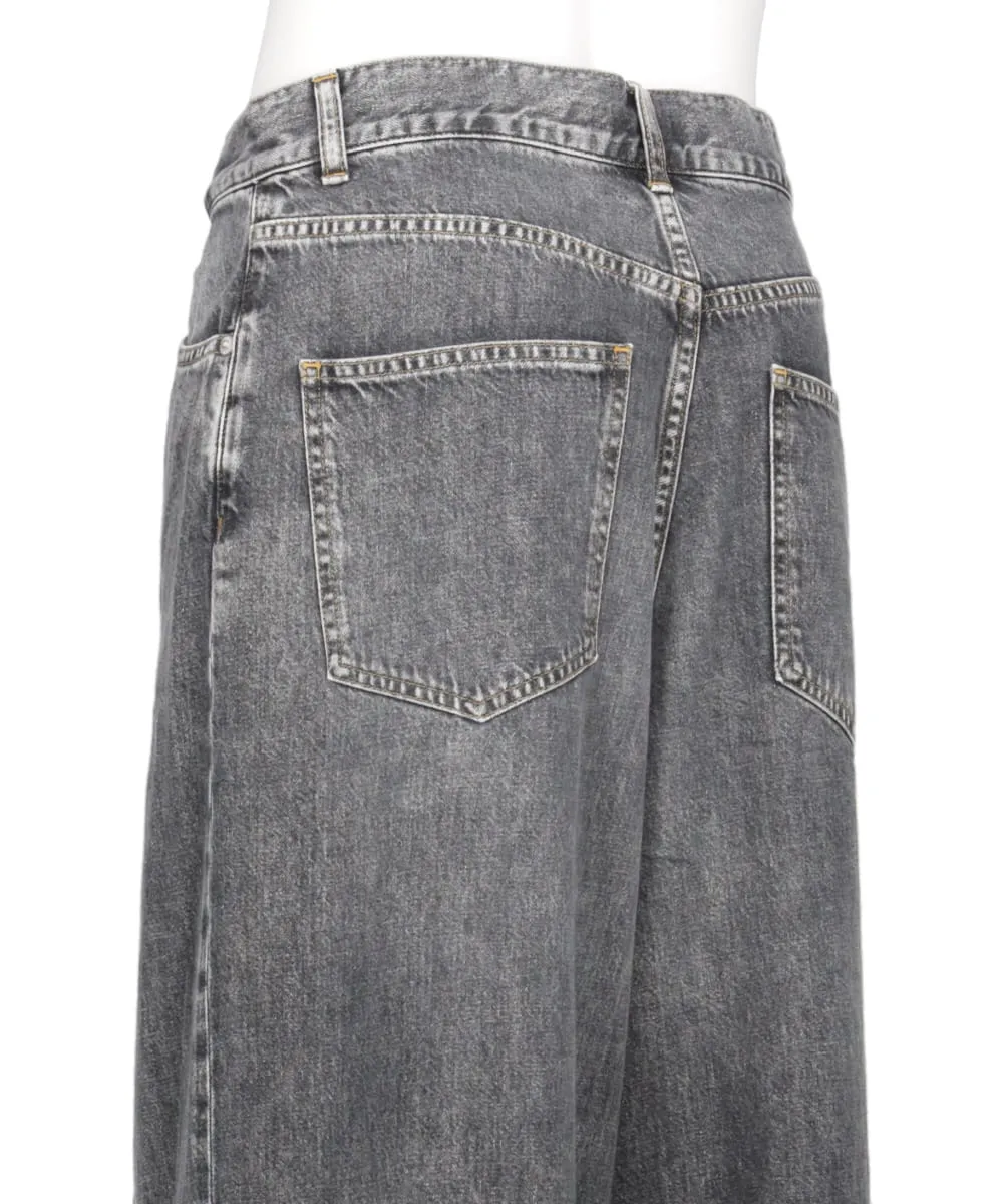 WASHED DENIM SUPER WIDE PANTS (LONG LENGTH)